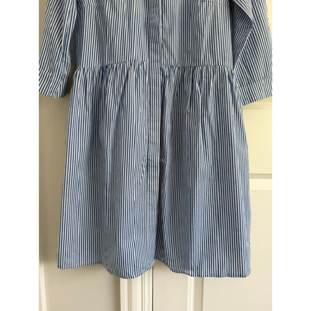 Tuckernuck NWOT Blue Stripe Royal Shirt Dress 3/4 Sleeve Tiered Mini Dress XS - Picture 7 of 11